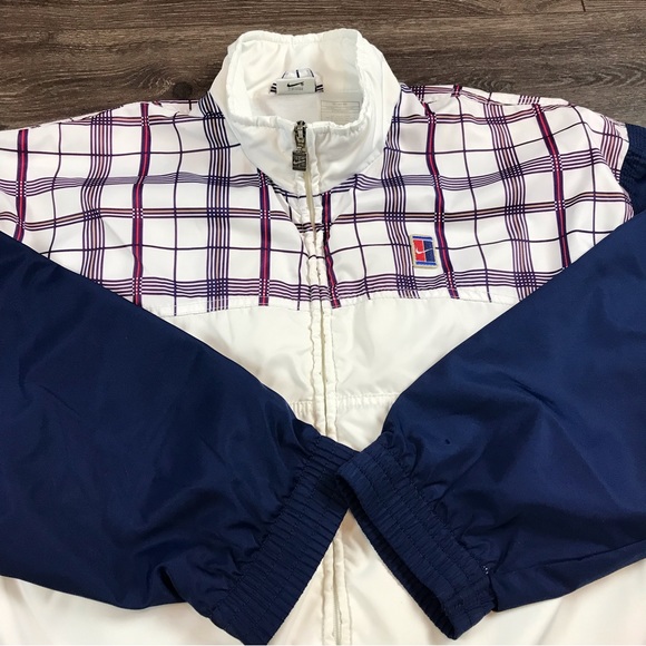 Nike Court Run Division Womens Vintage Plaid Full Zip White Sports Tennis Jacket - Picture 2 of 12